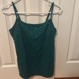 SO Women’s Green with Sparkles Sleeveless Camisole Tank Top XL